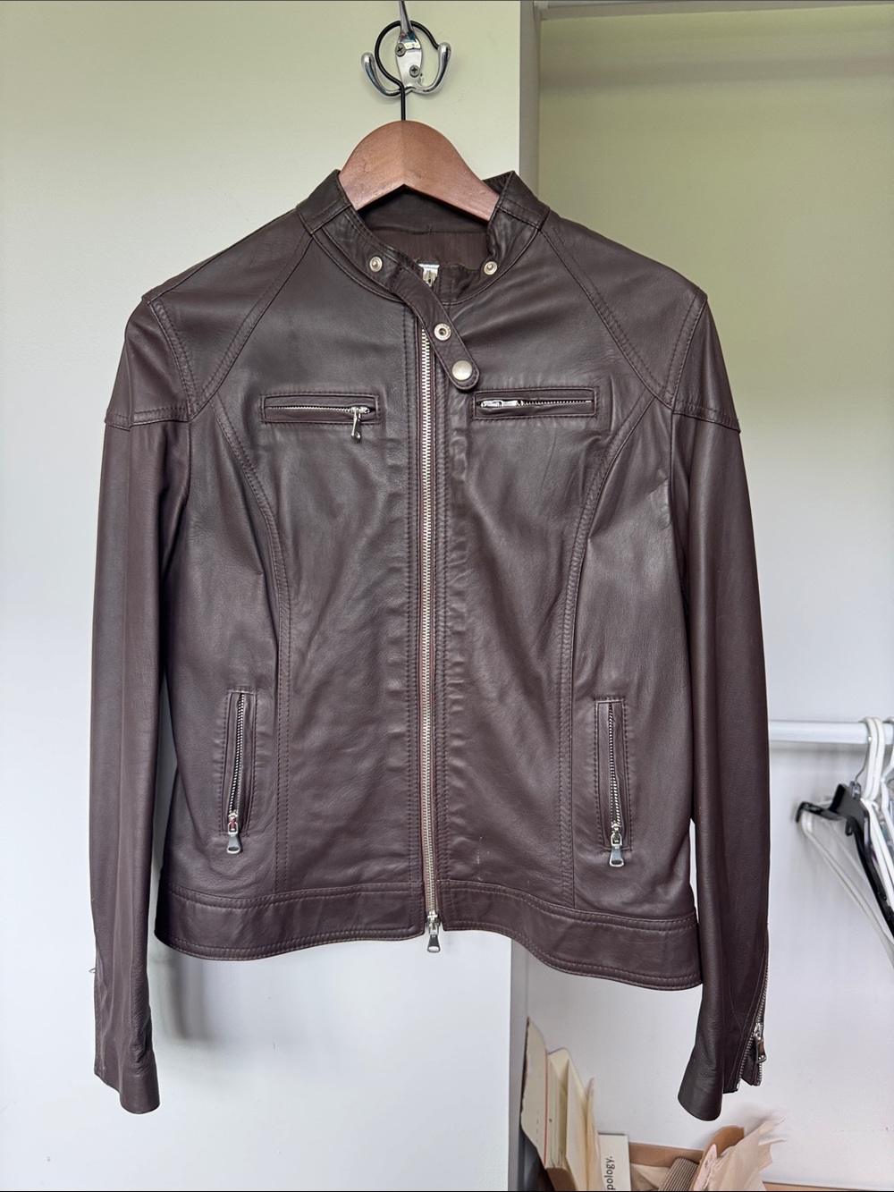 Women’s Brown Leather Moto Jacket - from Italy